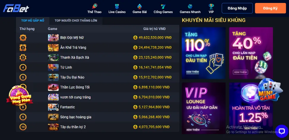 Khôi Phục Mật Khẩu 98win01 chính thức